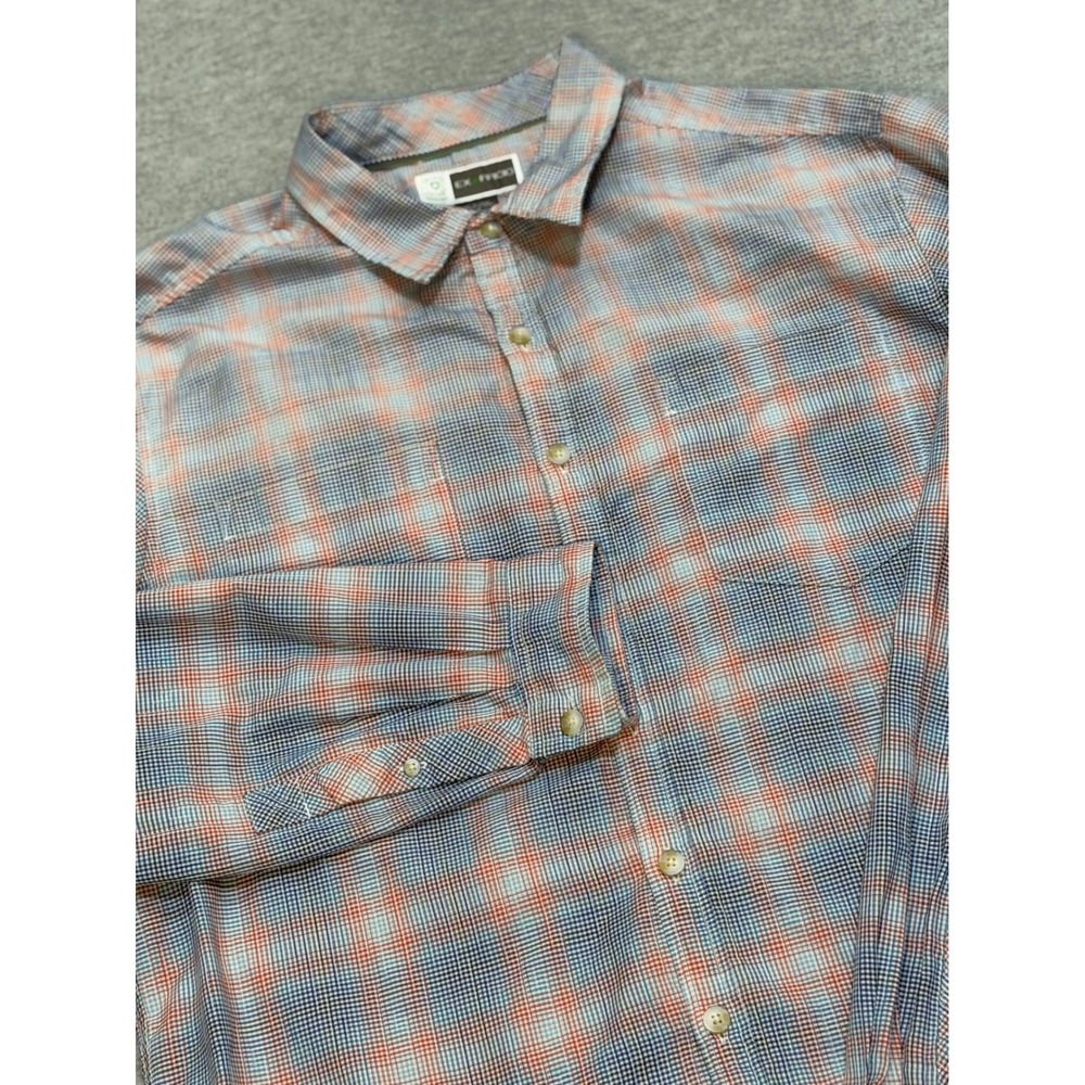 ExOfficio Mens Insect Shield Plaid Button Down Shirt Blue Orange Size Large